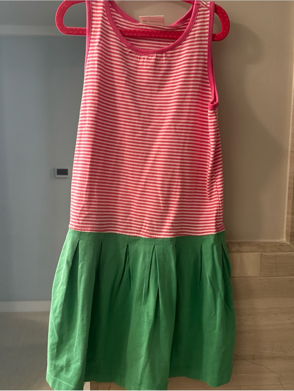 Hanna Andersson Pink & Green Sleeveless Drop-Waist Dress girls size 6